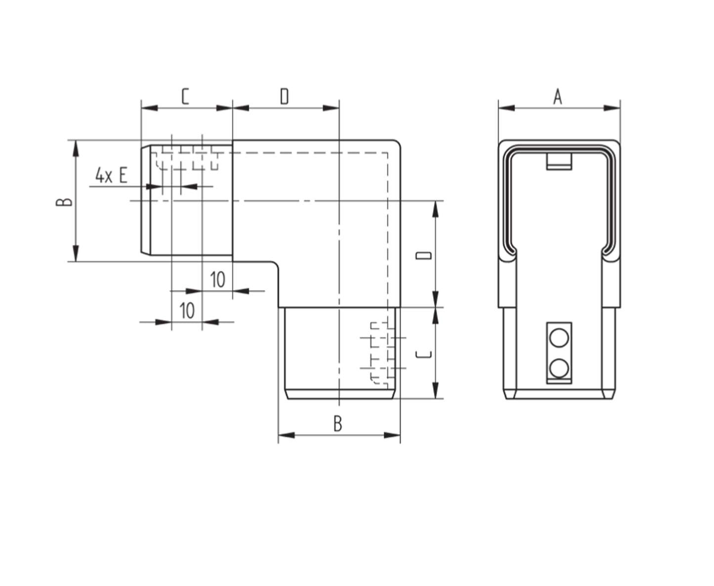 Raccord Inox – Raccord verre sol – Ref. 63 - schema