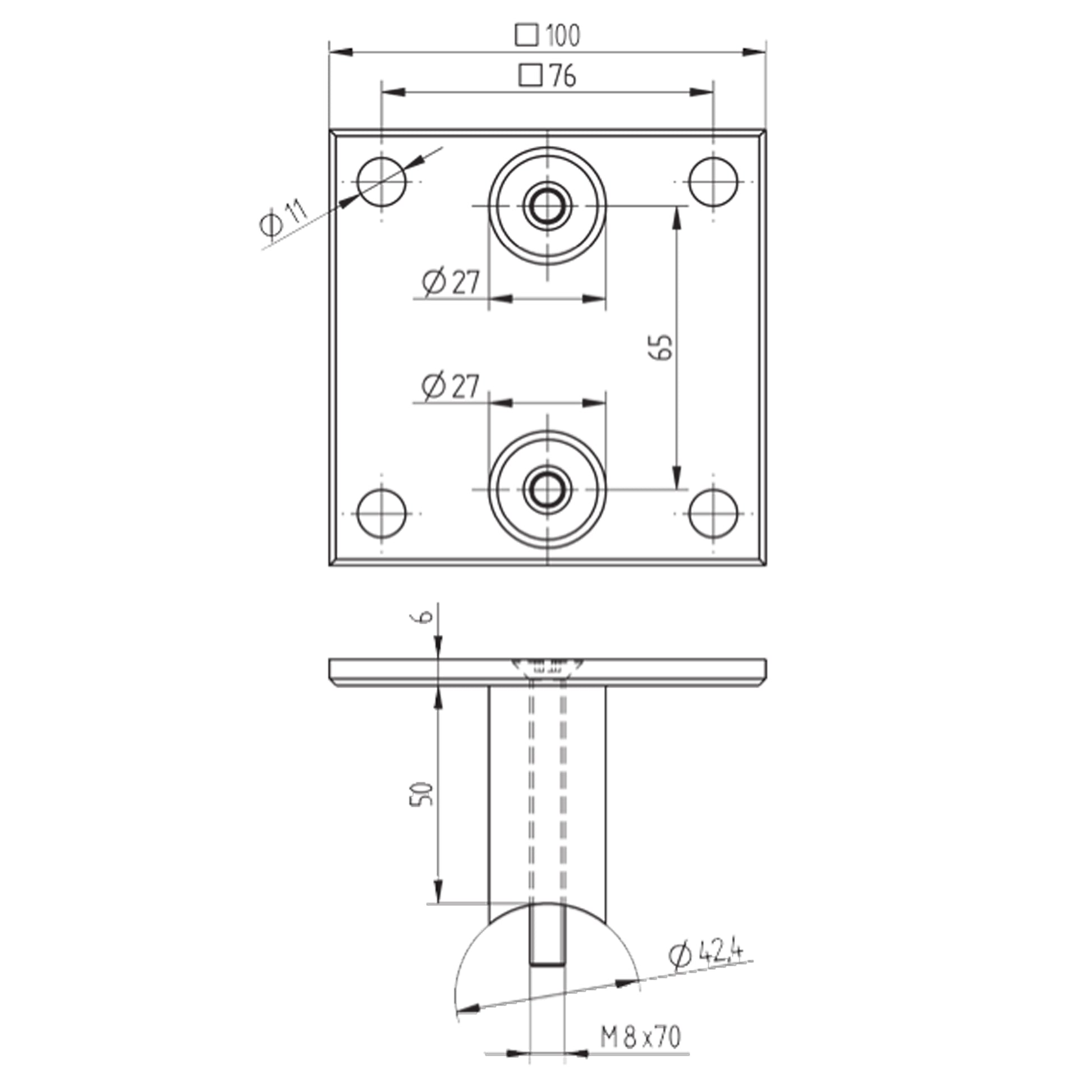 Fixation Murale Inox – Ref. 05 - schema