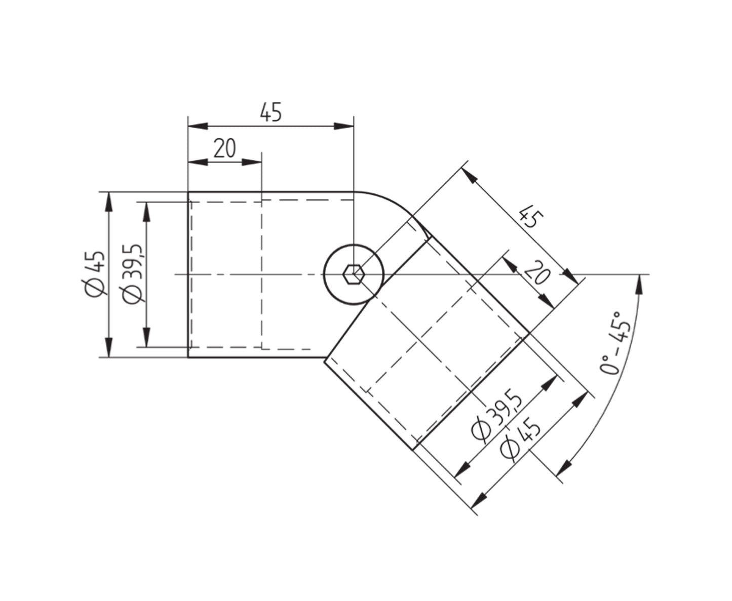 Raccord Inox – Raccord verre spécial – Ref. 74 - schema