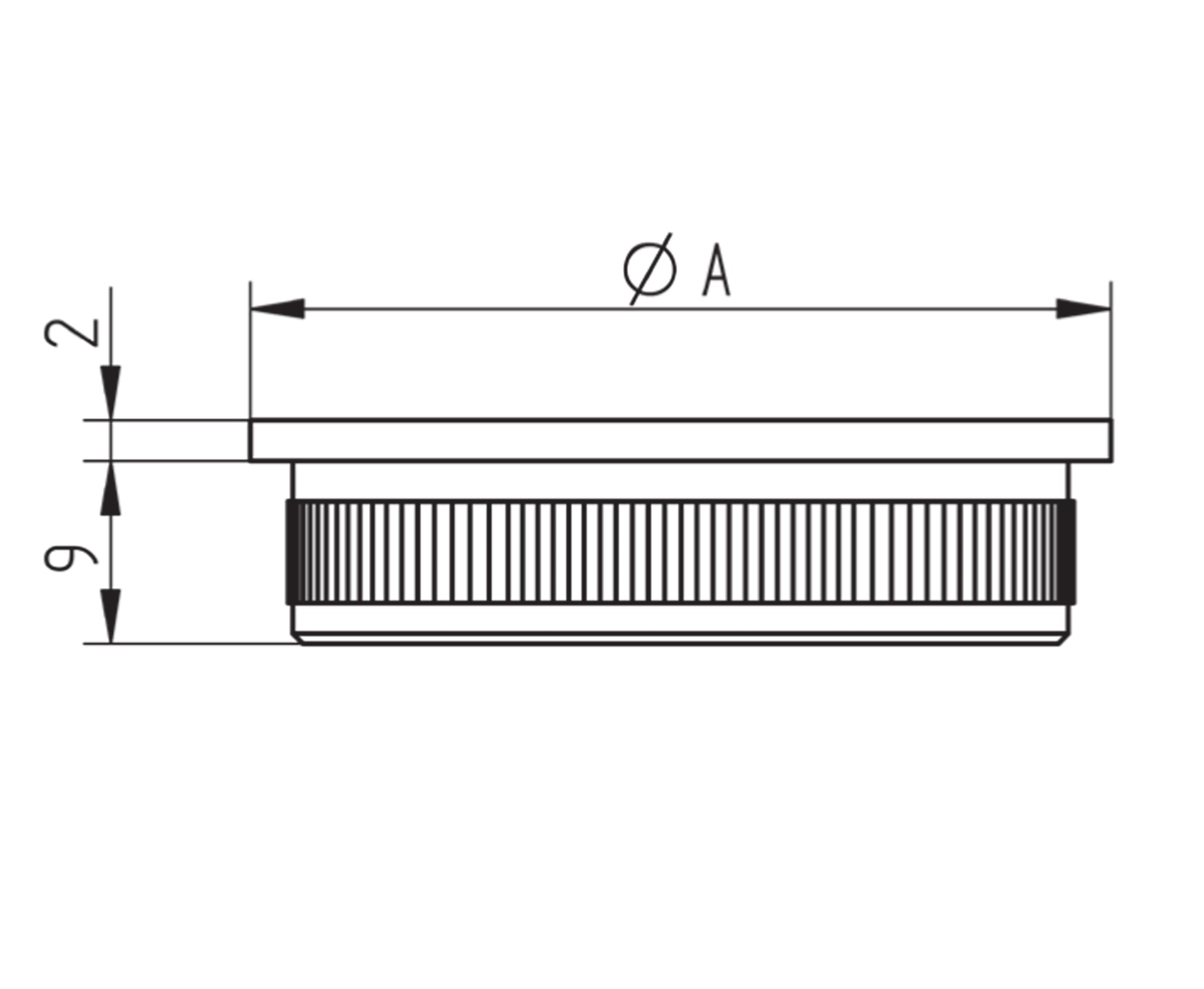 Bouchon d'Embout Plat Mince Inox - schema technique