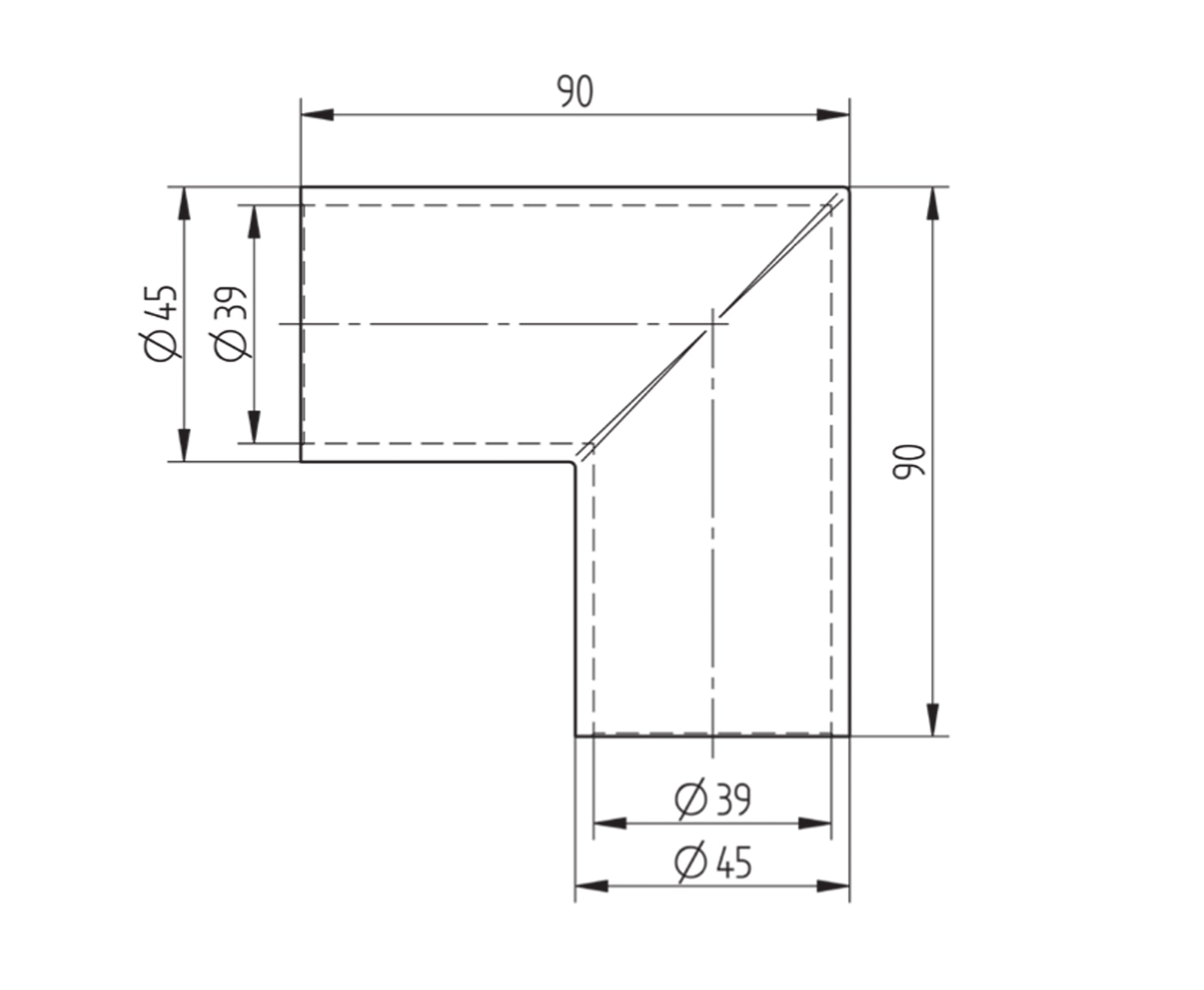 Raccord Inox – Raccord verre plat – Ref. 69 - schema