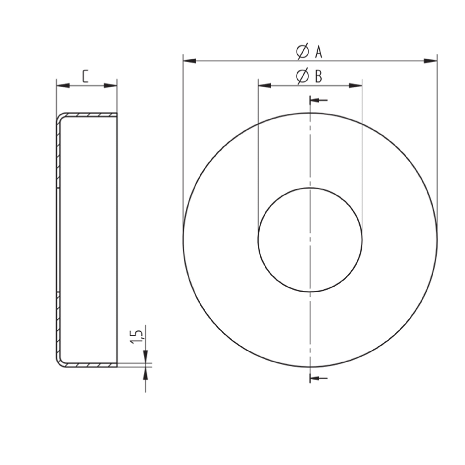 Cache-Platine Rond Inox - schema technique