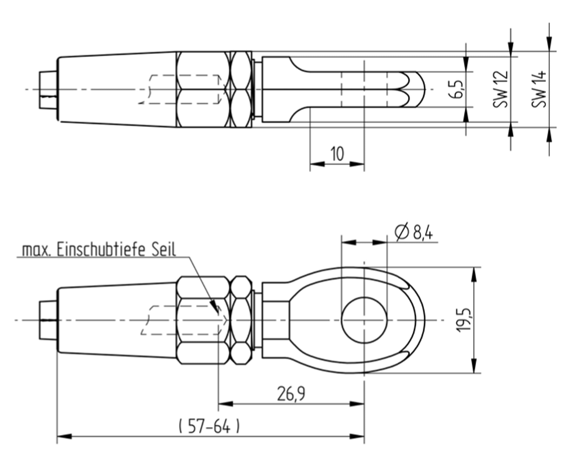 Embout à Oeuil Inox - schema technique