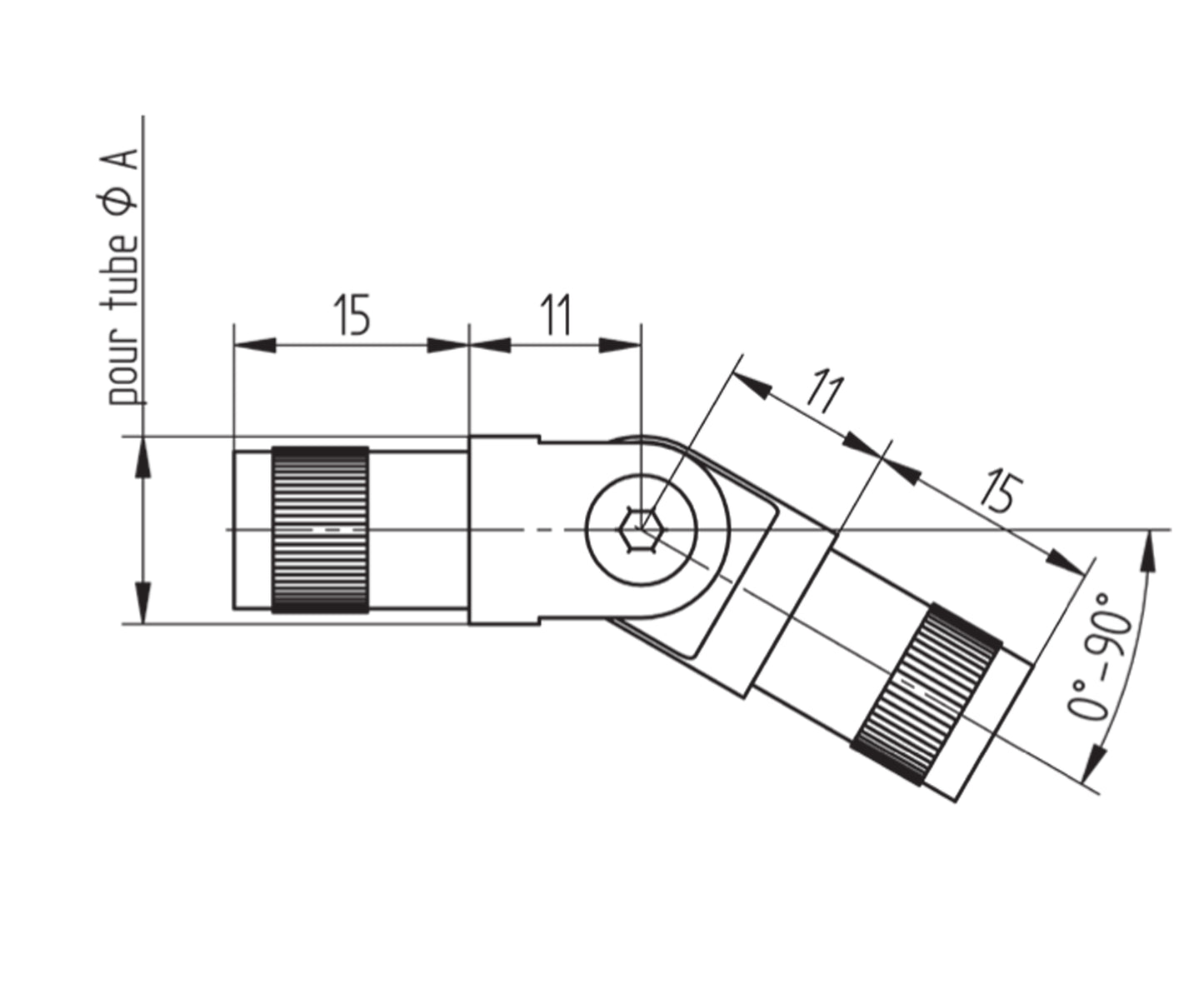 Raccord Inox – Raccord angle 135° – Ref. 30 - schema