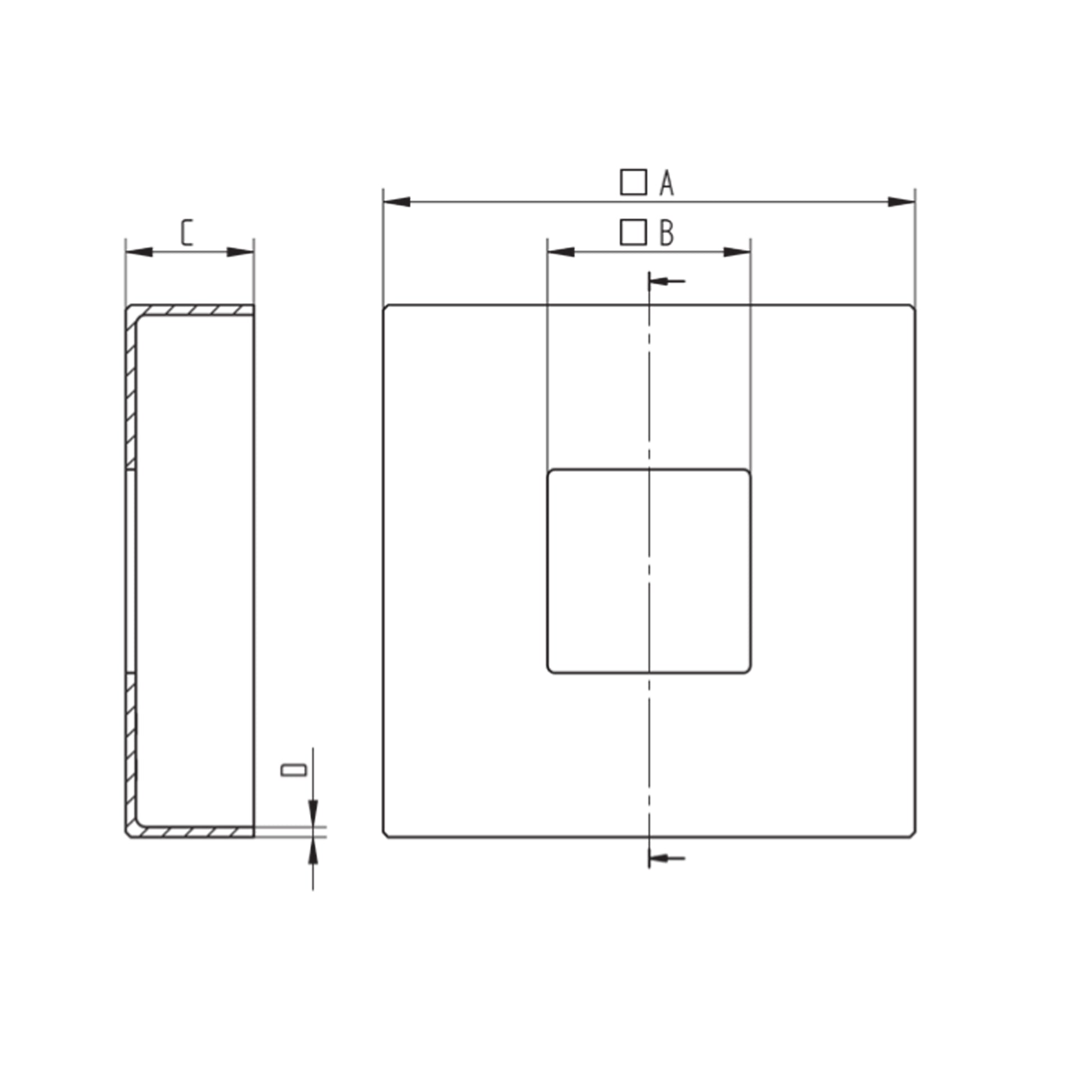 Cache-Platine Carré Inox - schema technique