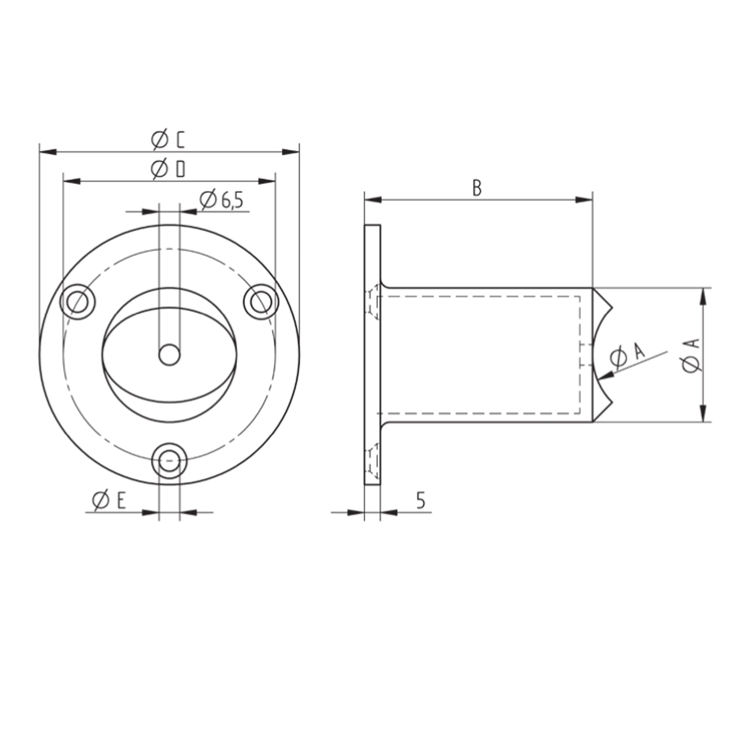 Platine d'Ancrage Inox – Ref. 34 - schema
