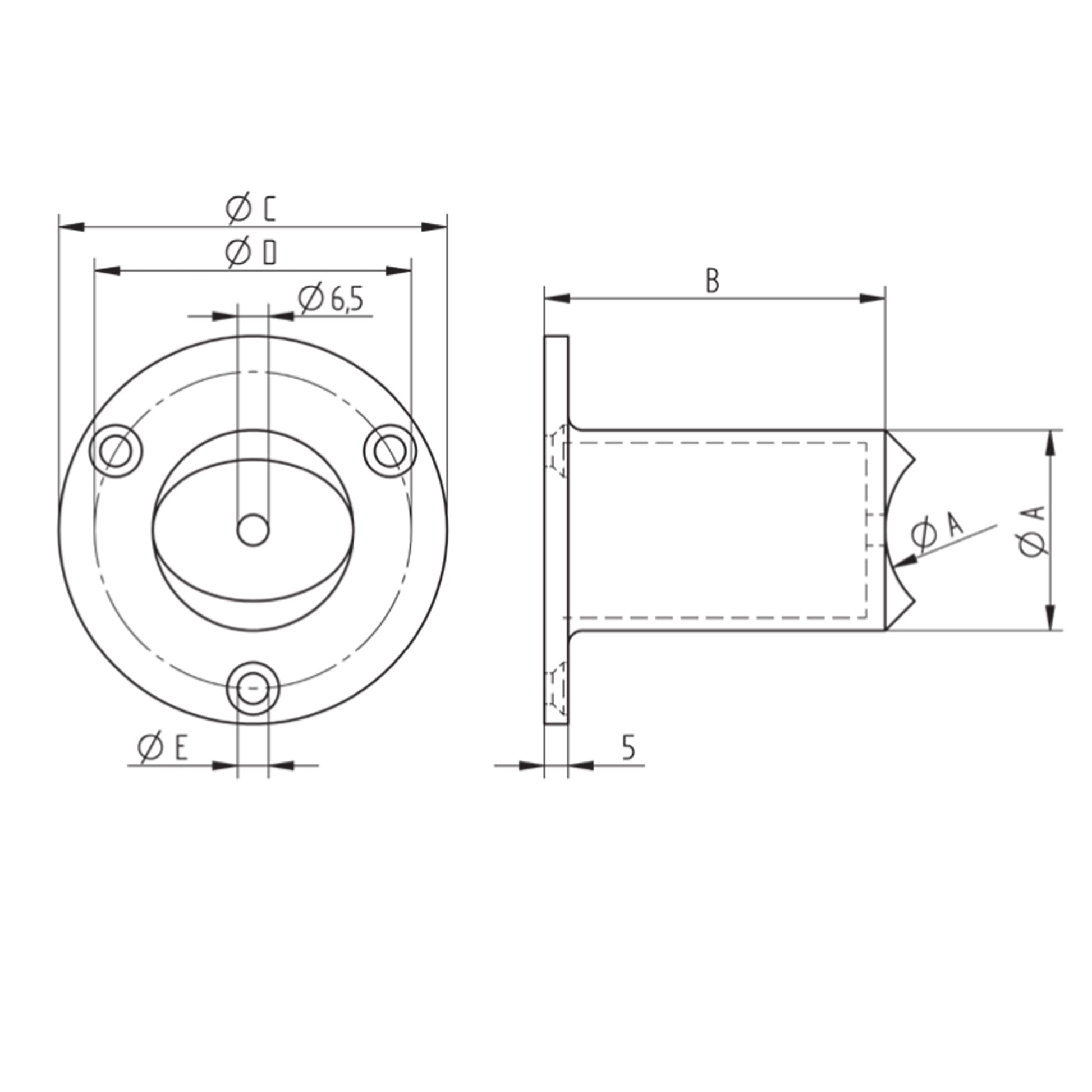 Platine d'Ancrage Inox – Ref. 34 - schema