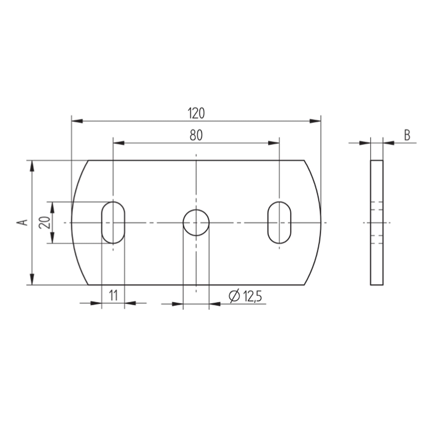 Platine à Visser et à Souder Triangle Renforcé Inox – Ref. 23 - schema