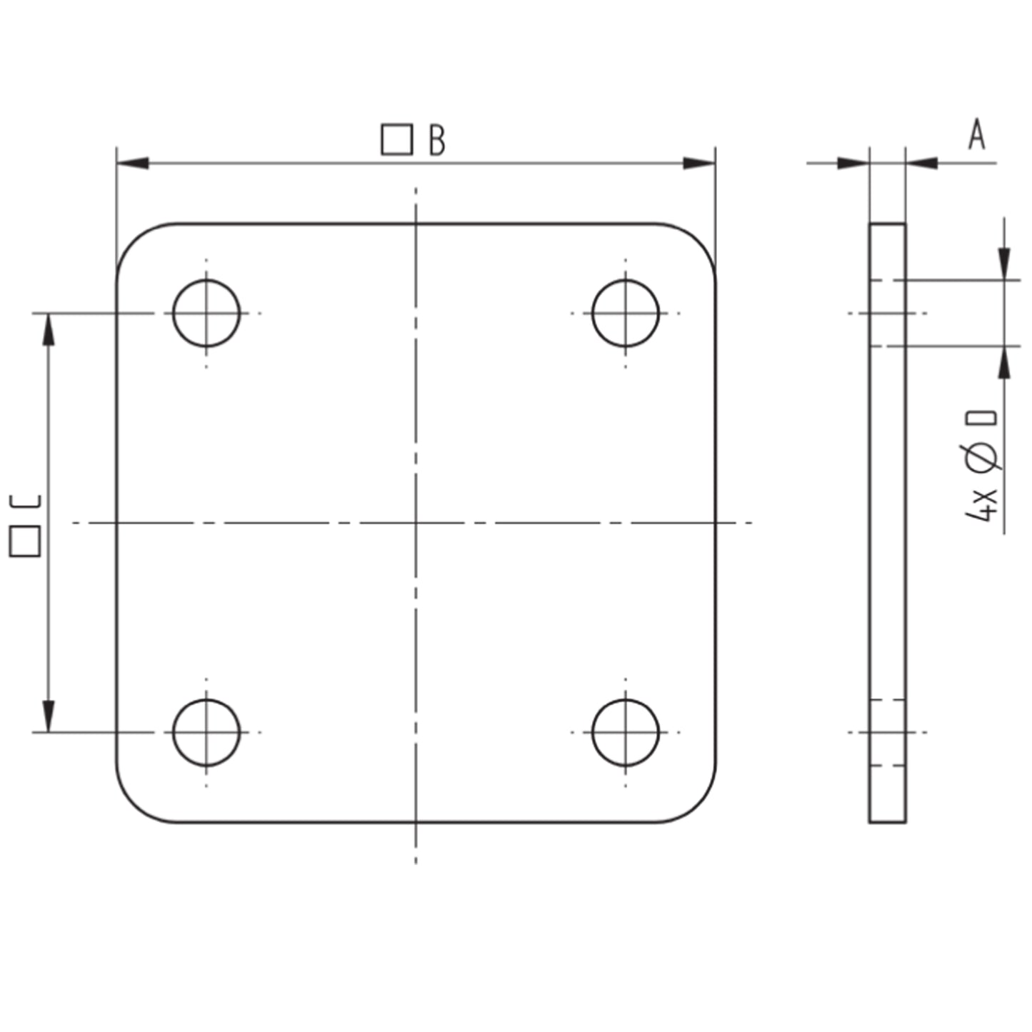 Platine à Visser et à Souder Ronde Striée Inox – Ref. 30 - schema