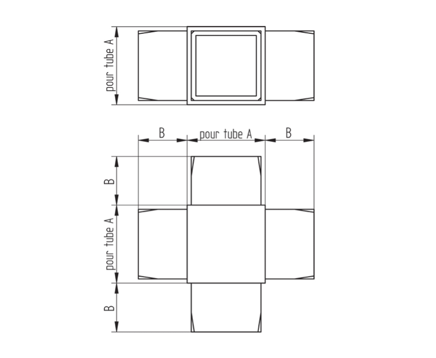 Raccord Inox – Raccord T renforcé – Ref. 45 - schema