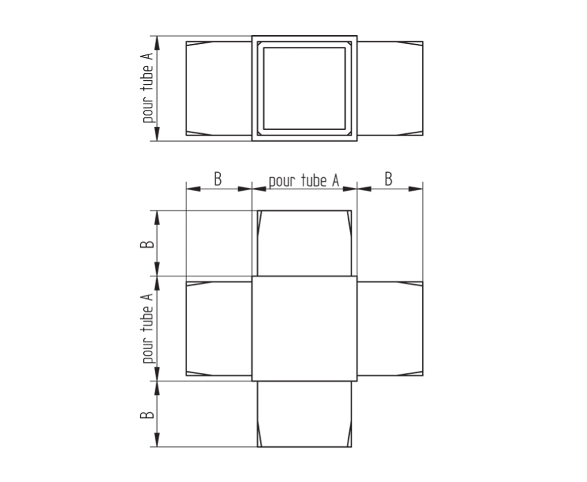 Raccord Inox – Raccord T renforcé – Ref. 45 - schema