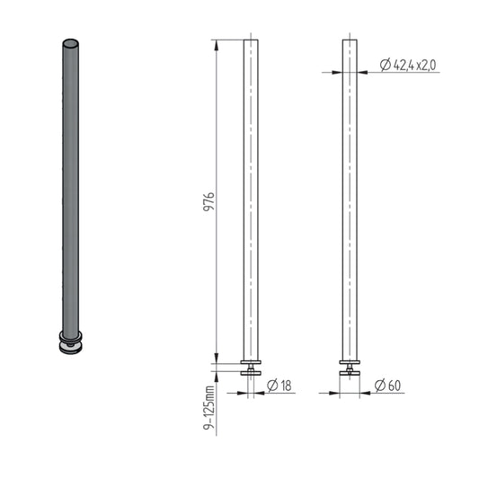 Poteau sur Marche d'Escalier Inox – Ref. 30 - photo